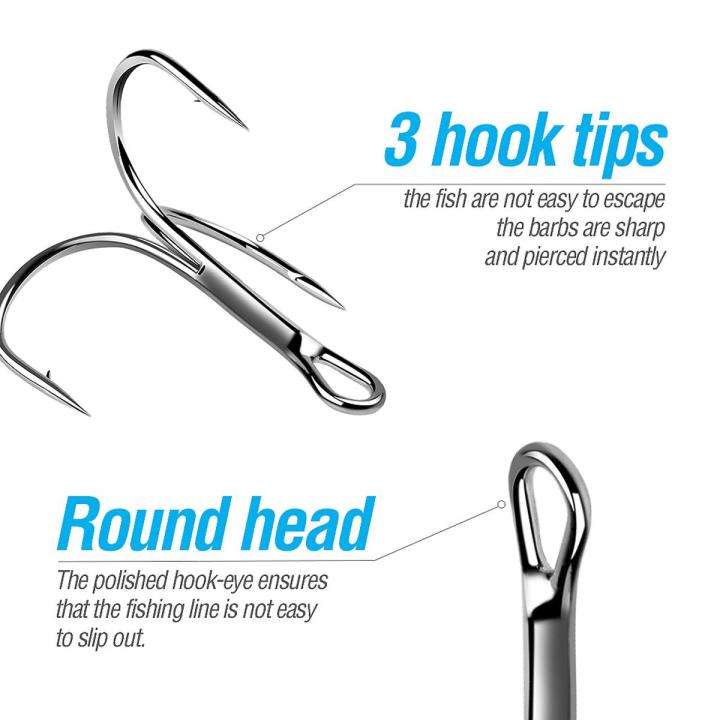 50pcs/ Set Treble Fishing Hooks Black Nicle Barbed Fishhooks Super Sharp Carp Triple Hooks Sea Tackle Accessories Professional design new