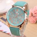 Fashion Geneva Women Watch Simplified Elegant Leather Strap Quartz Watches for Ladies. 