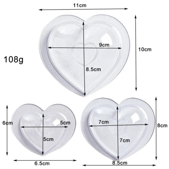 Heart Shape Chocolate Mould Reusable Non-Stick ABS Plastic Heart Molds 3Pcs/Set Valentine's Day Polycarbonate Mold for Baking Utensils Confectionery Tools Pastry Making Romantic Treats Home Bakers