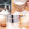 Stainless Steel Mesh Flour Sifter Mechanical Baking Icing Sugar Shaker Sieve Tool Cup with Handle. 