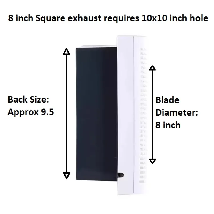 FEIDIAO%208%20inch%20(INSTALLS%20in%2010x10%20inch%20HOLE)%20Ventilating%20Exhaust%20Fan%20Square%20-%20Imported%20-%20Image%203