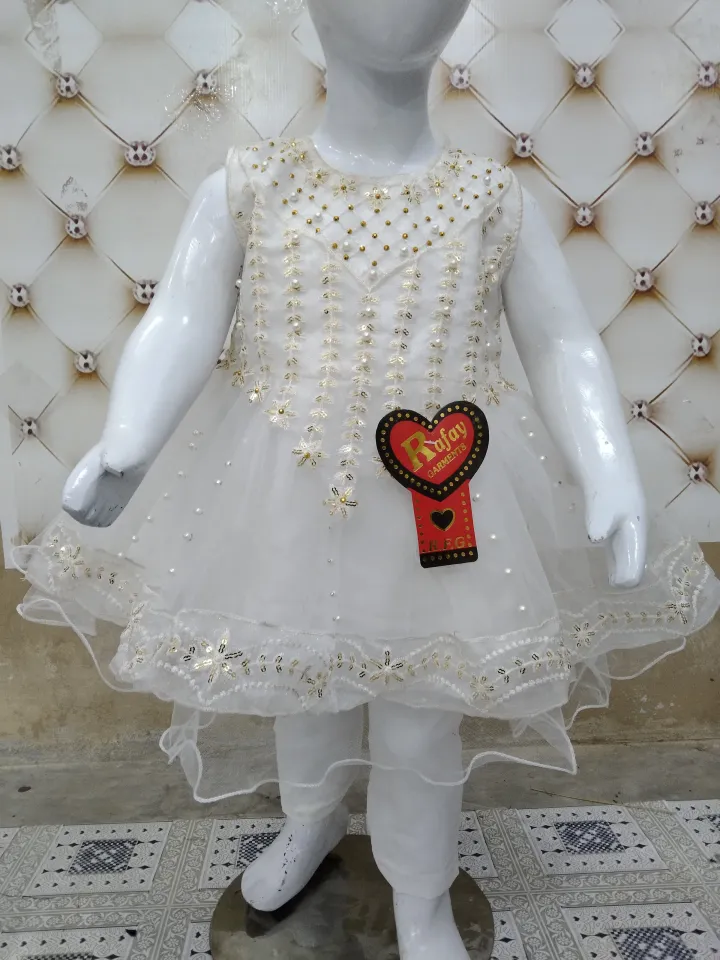 Baby Girl Fancy Frock Lalun Net WIth Trouser Selves For to