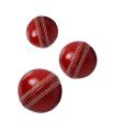 Pack of 3 Red Cricket Hard Balls Leather and Cork Match Ball. 