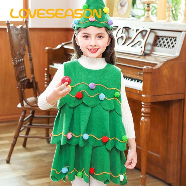 Christmas Costumes for Kids Festive Christmas Tree Costume Set for Girls Easy to Clean Xmas Hat Dress for Performance Cosplay Perfect Holiday Gift Elf Costumes for Children Daraz.pk