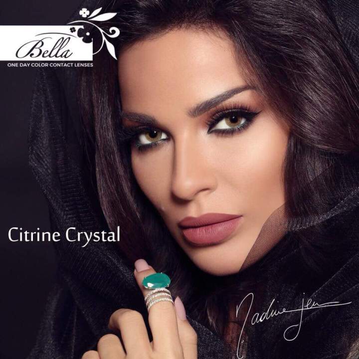 Bella Citrine Crystal Color Contact Lenses (-0.50 to -6.00 Power) with FREE KIT (100% Original)