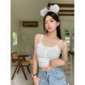 Korean version lace camisole tank top for women's new hot girl design niche and pure desire short slim fit inner layer base shirt. 