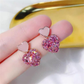 Women Vintage Square Earrings Fashion New Purple and white Square Geometric Earrings  Versatile Earrings. 