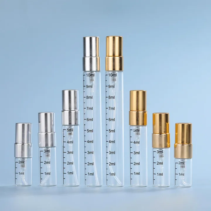 Transparent Sample Vials Metallic Textured Cosmetic Spray Bottles ...