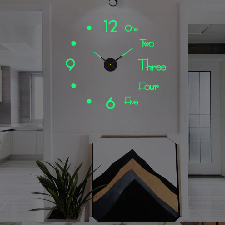 New Acrylic light, Night Clock/ DIY 3D Clocks Night Luminous Large Wall Clock | Glow at Dark Living Room Antique Style Creative Wall Clocks - Glow in the Night Wooden Wall Clock by alhafizwalls