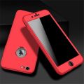 Phone Case For IPHONE 7 Front and Back Case 360 Mobile Cover With Glass Protector - Red. 