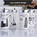 Designer Ceramic Coffee Mugs with Mirror Lid -  400ml (Random Design). 