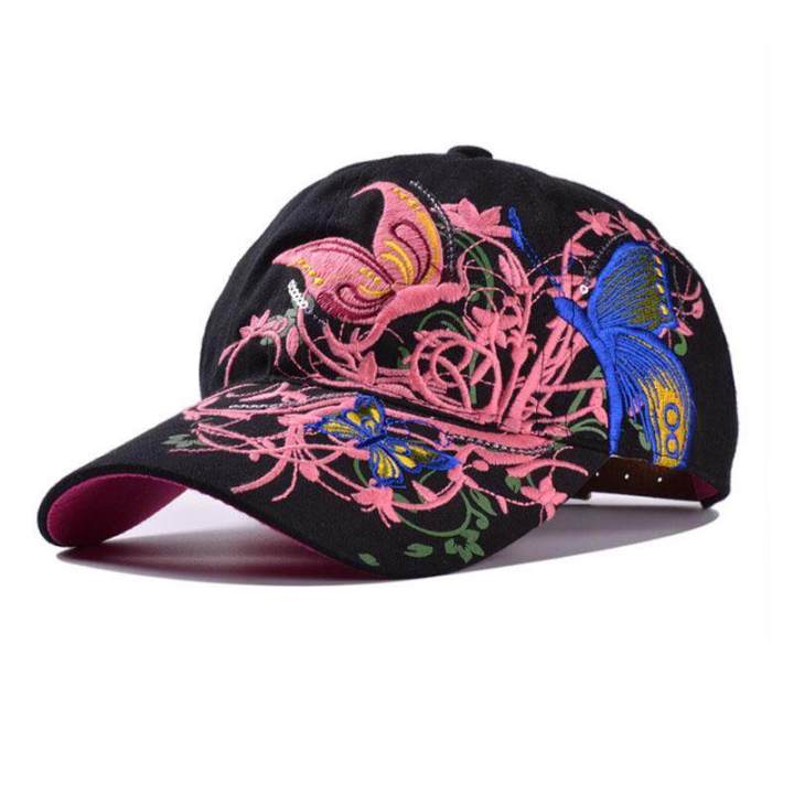 Women%20Baseball%20Cap%20Butterflies%20Flower%20Embroidery%20Caps%20Girl%20Suns%20Hats%20Summer%20Casual%20Snapback%20Cap%20-%20Image%202
