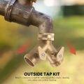 3/4 Inch 2 Way Hose Splitter Brass Y Valve Garden Tap Connector with 2 X3/4 Inch Brass Water Tap Outside Tap Kit. 