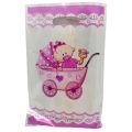 BABY GIRL IN A CARRIAGE GOODY BAGS - PACK OF 10 GOODY BAGS - BABY GIRL GOODY BAGS. 
