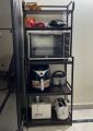 5 Tier Kitchen Rack Wooden Storage Stand with Black Iron Frame, Microwave Oven Shelf, 24 x 16 x 60 inches. 