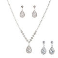 Vintage Waterdrop Pendant Necklace Earrings Silver Wedding Jewelry Set SEVICH. 