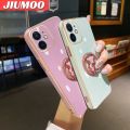 JIUMOO For OPPO Reno 5 4G Reno 5 5G Case Flash Drill Metal Rotate support Side Design Phone Case Square Edge PlatingSilicone soft Casing Full Cover Camera Shockproof Protection Cases. 