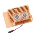 Raspberry Pi 4 Metal Shell Gold Aluminum Case Cooling Enclosure Cover with fan Optional for RPI 4 Model B. 