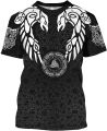 Feinny Men's Fashion T-Shirt, 3D Printing Viking Odin Crow Quick Dry Shirt Tops, Summer Cool Casual Short Sleeve Tees, Huginn & Muninn Raven Symbol Round Neck Short Sleeve Streetwear,Two crows2,XXL. 
