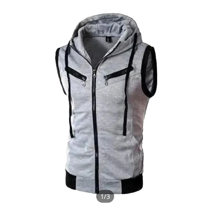 Jaqueta Front Zipper Sleeveless Hoodies Daraz.pk