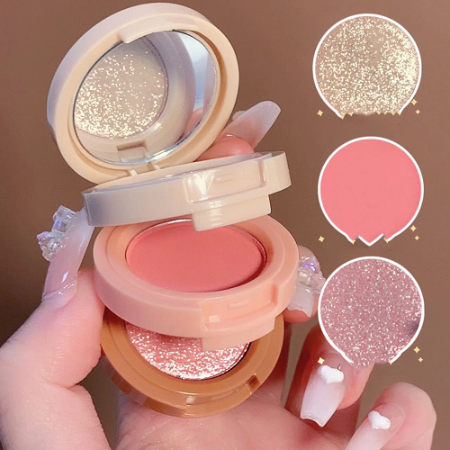 3 Color Eye Shadow Palette Matte Highlighter Blush Palette Shiny Eyeshadow Multifunctional Facial Eye Makeup Palette