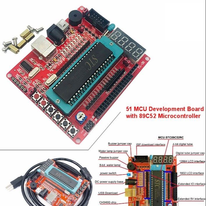 8051 MCU system learning board with 89C52 ATMEL Microcontroller experimental board