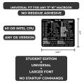 Universal for Mac OS Reference Keyboard Shortcut Sticker for Any MacBook Air/Pro/iMac/Mini Black. 