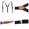 Vintage Style Suspenders British Style 2.5CM Adult Strap Fashion Unisex 3 Clips Leather Suspenders Drawing Process Clips B0812. 