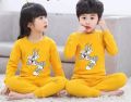 Yellow Kids Printed Girls and Boys Night dress. 