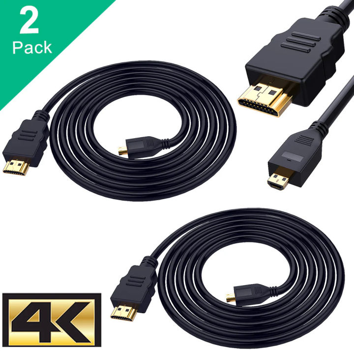 Micro HDMI to HDMI cable, (2m) High Speed 4K 3D Cable, 24K Gold Plated ...