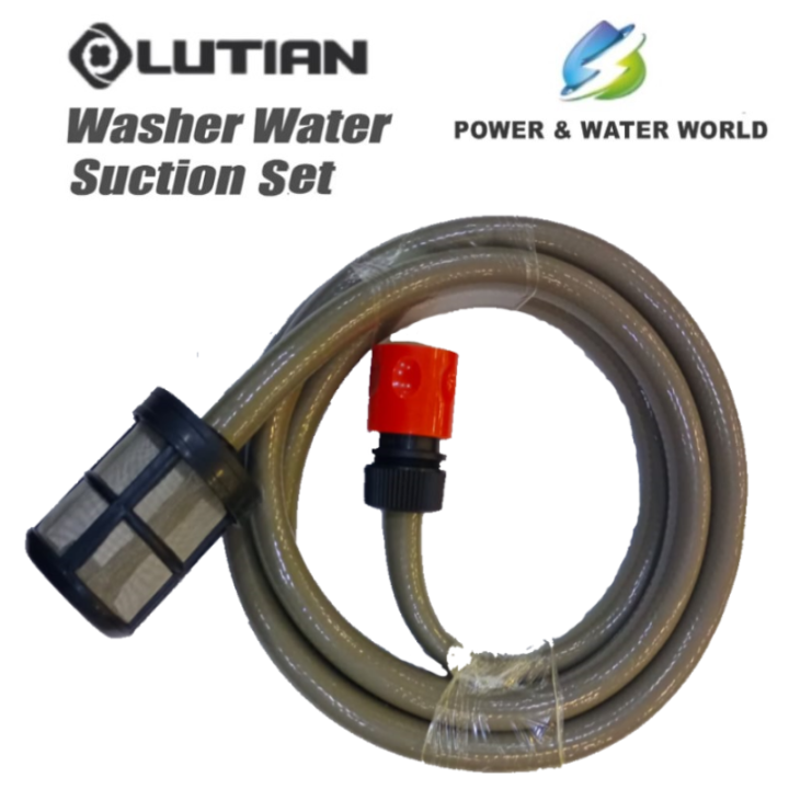 LUTIAN 4pcs Bucket Suction Set for High Pressure Washer ( 1 x Bucket Filter + 1 x 2mtr Hose Pipe + 1 x Quick Connector + 1 x 1/2" Pipe tightening clip )