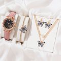 New Arrival! 5pcs Fashion Women's Quartz Watch Set with Butterfly Elements Bracelet Necklace & Ear Pendants in Multiple Colors for Comfortable Wearing Rhinestone Romantic Watch. 