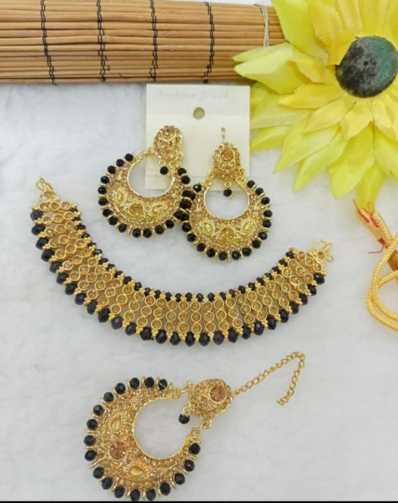 Jewellery%20New%20collection%20Jewellery%20Set%20for%20girls%20Latest%20Design%20Necklace,Earrings,Mathapati%20-%20Golden%20color%200013%20-%20Image%203