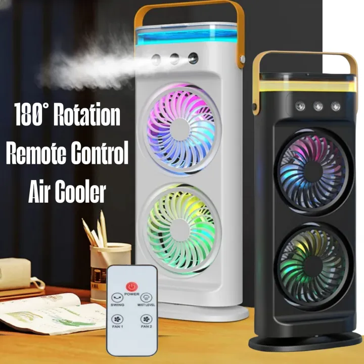 LARGE Rechargeable 4 In 1 Fan Air Cooler with Ice Humidifier & Night ...
