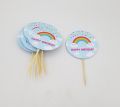 HAPPY BIRTHDAY RAINBOW CLOUD CUPCAKE TOPPERS PACK OF 10 CUPCAKE TOPPERS. 