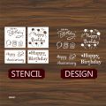 Happy Birthday Stencil For Cake, Wall Painting Scrapbook Coloring Embossing Album Decorative Paper Card Template. 