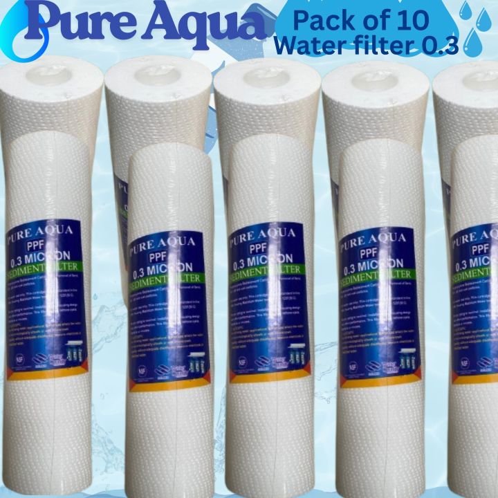 PURE AQUA PPF 0.3 Micron Filter Cartridge – 10 Inch | High-Efficiency Sediment Filter | RO Water Purifier Replacement Element – Pack of 1 / 3 / 5 / 10