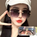 Fashion Gradient Eyeglasses Ladies UV Protection Shades Sunglasses Simple Women Square Frameless Glasses XINYAN. 