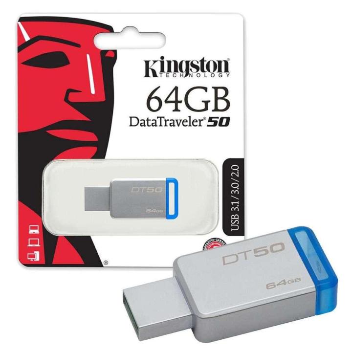 Kingston USB 64 GB Data Traveler DT50 High Speed 3.1 Flash Memory Stick USB Drive Best Kingston Metal USB Pen Drive Compact, Lightweight & Capless Design