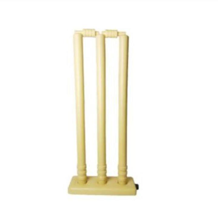 Set of 3 Heavy Durable Plastic Wicket Stumps with Bails - Perfect for Cricket Practice and Casual Games (Plastic Wicket Set) Easy to Set Up and Take Down (Random Color)