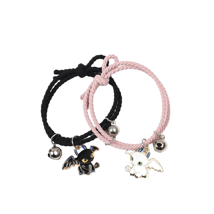 2Pcs Fashion Cute Little Devil Couples Distance Matching Bracelets / Friendship Braided Rope Bracelet / Charm Couple Bracelets
