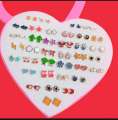 36Full box  Earings with Box and 6/12/24 Pair without Box (bagar boxx ky)Random Earrings, Cartoon heart shape packing Hypoallergenic Plastic and metal Stud Earrings Set for Women Girls. 