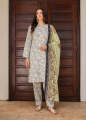 Women Light Yellow Printed Lawn 3 Piece Suit Set Straight Kurta with Straight Trouser & Dupatta. 