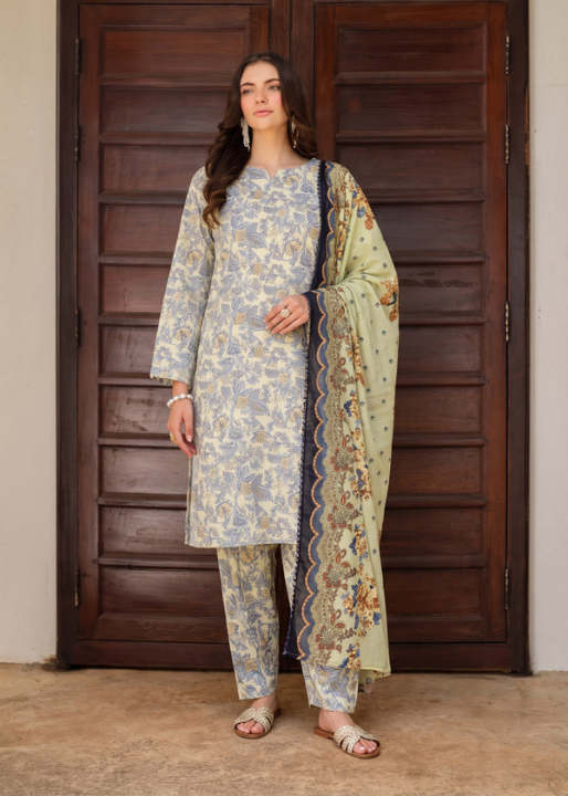 Women%20Light%20Yellow%20Printed%20Lawn%203%20Piece%20Suit%20Set%20Straight%20Kurta%20with%20Straight%20Trouser%20&%20Dupatta%20-%20Image%203