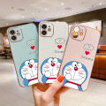 Free Lanyard for Samsung A70 70S Back Cover Cute Cartoon Doraemon Square Edge Pattern Cover Luxury Plating Soft Phone Case. 