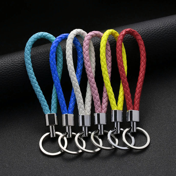 PU Leather Braided Woven Rope Keychain DIY Bag Pendant Key Chain Men Women Key Holder Car Keyring Gifts Key Ring