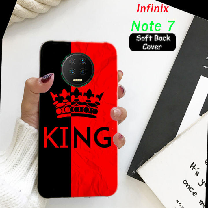 Infinix Note 7 Pouch Cover  - King Soft Back Cover Case For Infinix Note 7 - Red