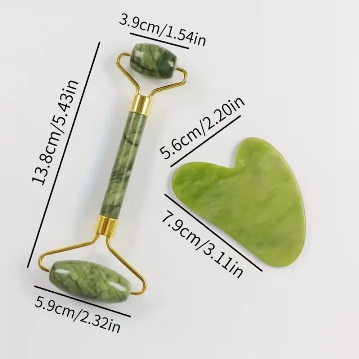 Jade Roller & Gua Sha Set for Face Massage – Natural Stone Facial ...