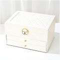 3 Layer Pu Leather Jewelry Storage Organizer Box with Lock, Drawer Type, Used To Store Rings, Bracelets, Earrings, Necklaces, Synthetic Leather And Velvet, Gifts For Women. 
