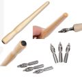 Keep Smiling 8 Pcs Set 7 Calligraphy Dip Pen Set Nibs, 1 Lacquered Wooden Handle and 1 Plastic Case for Nibs Suitable for All Calligraphic Writing Styles. 